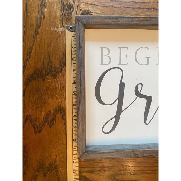 Rustic Wooden Wall Art Sign "Begin Each Day With A Grateful Heart" 12" X 36" - Picture 2 of 3